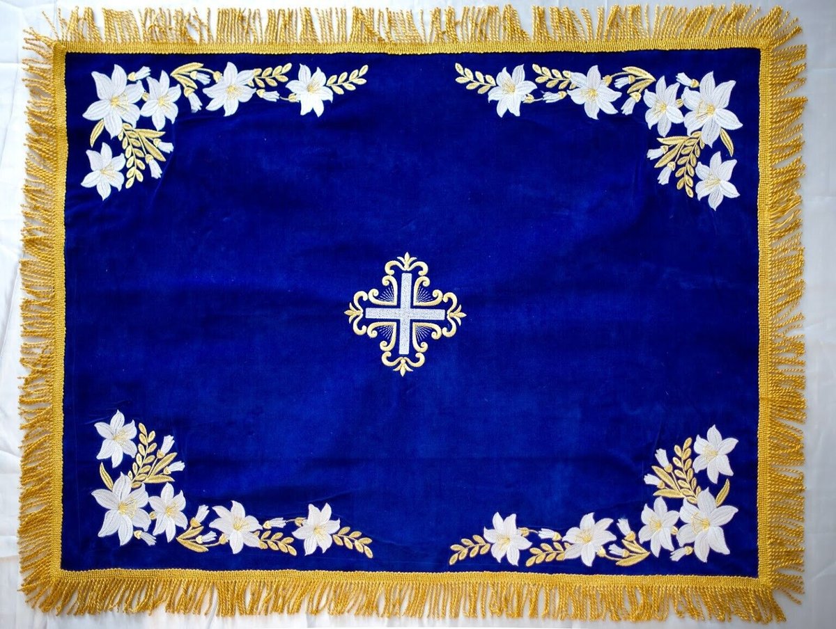 Elegant Blue Chalice Covers with Lily Embroidery Set — photo 2