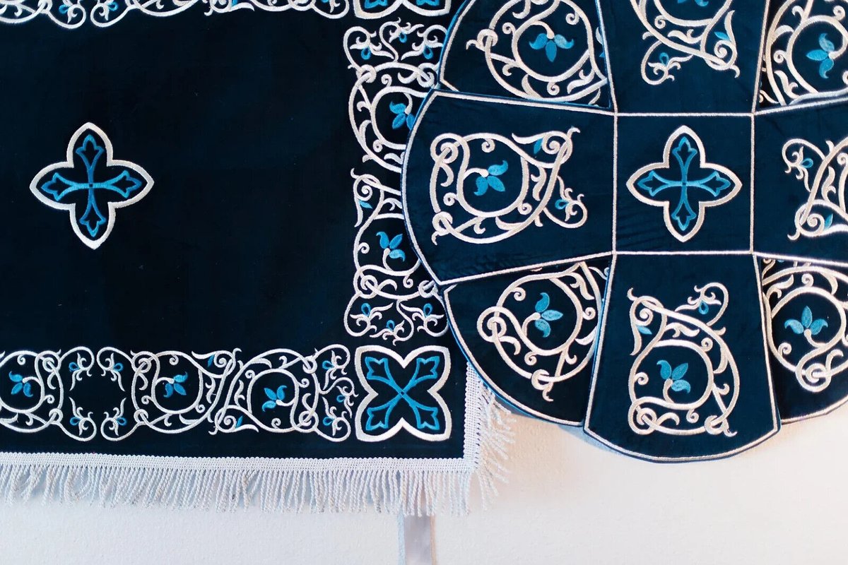 Elegant Blue Chalice Covers with Silver Embroidery Set — photo 2
