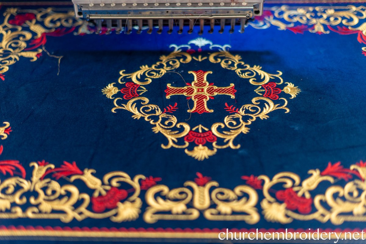 Embroidered Velvet Chalice Covers Set - Dark Blue &amp; Gold — photo 3