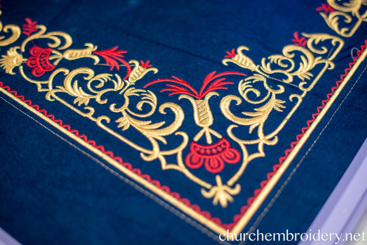 Embroidered Velvet Chalice Covers Set - Dark Blue &amp; Gold — photo 5