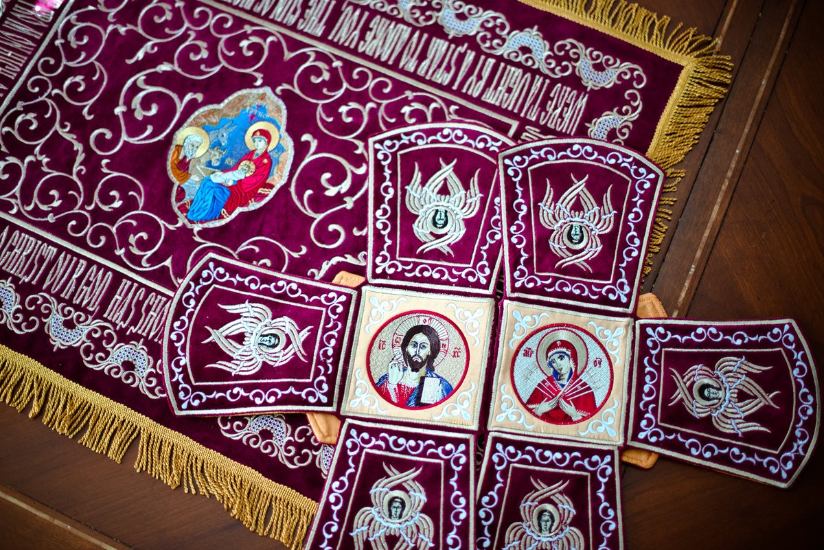 Nativity Chalice Cover Set with Embroidered Icons