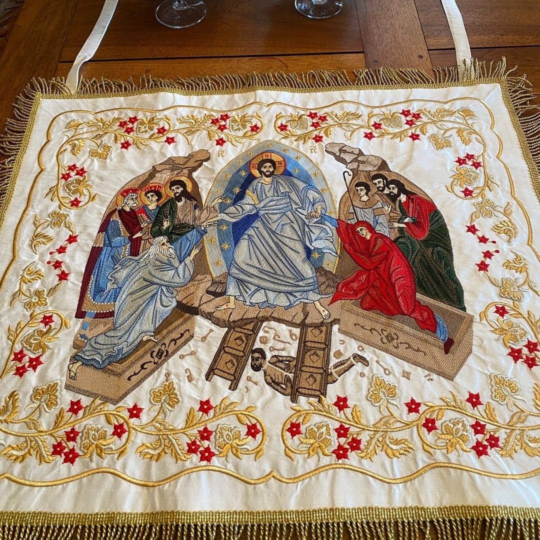 Chalice Covers Veils. Fully Embroidered Large Icon. Orthodox Church Pascha — photo 12