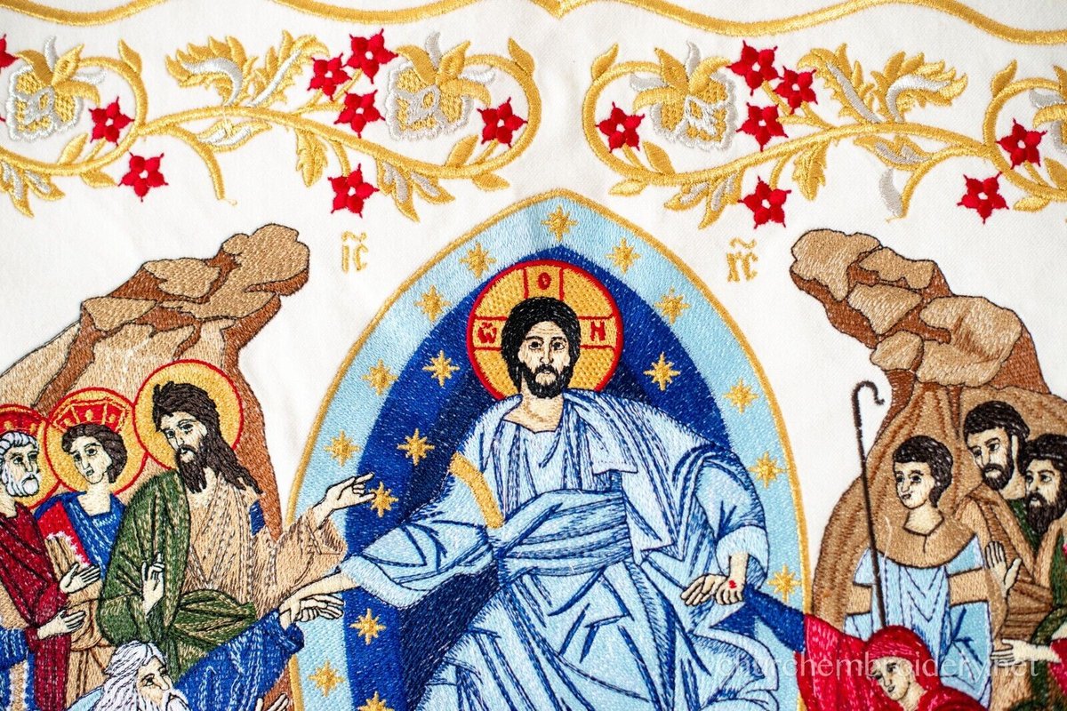 Chalice Covers Veils. Fully Embroidered Large Icon. Orthodox Church Pascha — photo 4