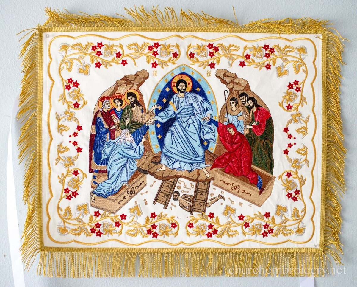 Chalice Covers Veils. Fully Embroidered Large Icon. Orthodox Church Pascha