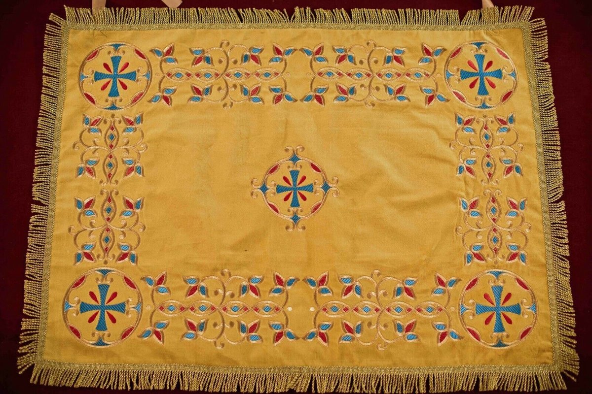 Custom Velvet Chalice Covers Set - Gold &amp; Blue Embroidery — photo 2