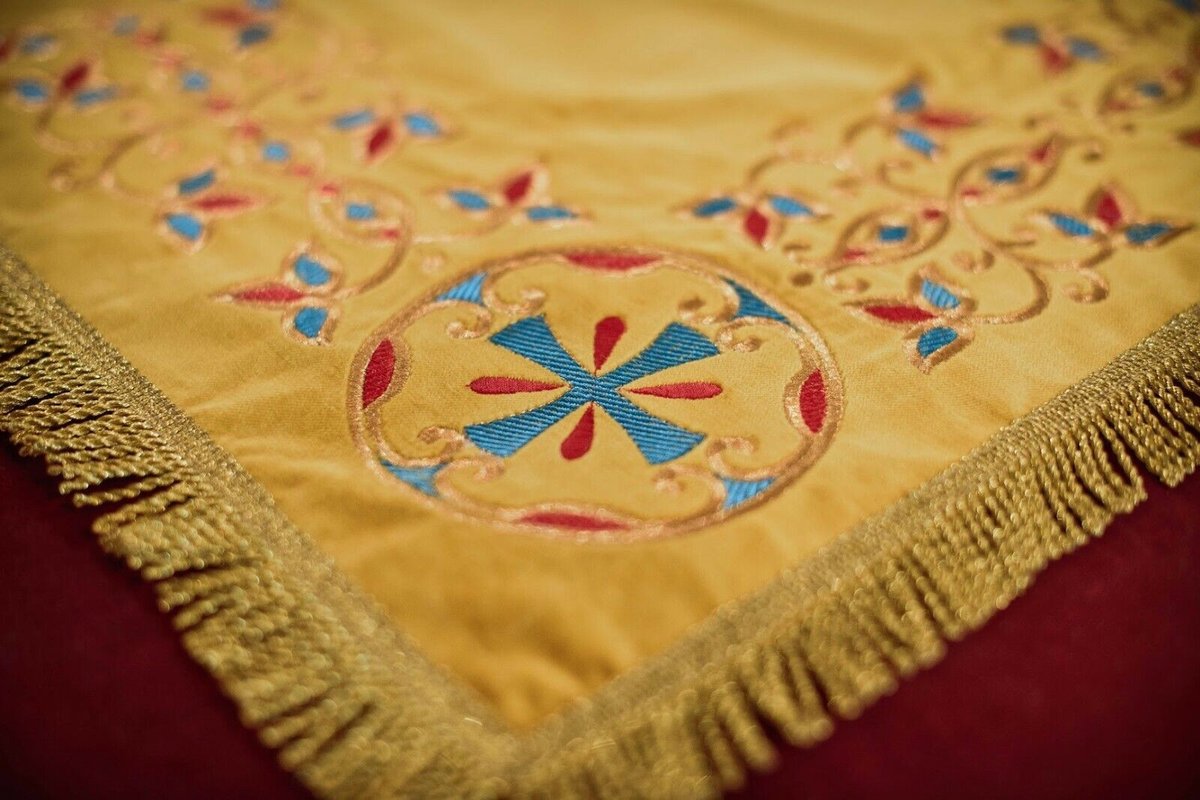 Custom Velvet Chalice Covers Set - Gold &amp; Blue Embroidery — photo 3