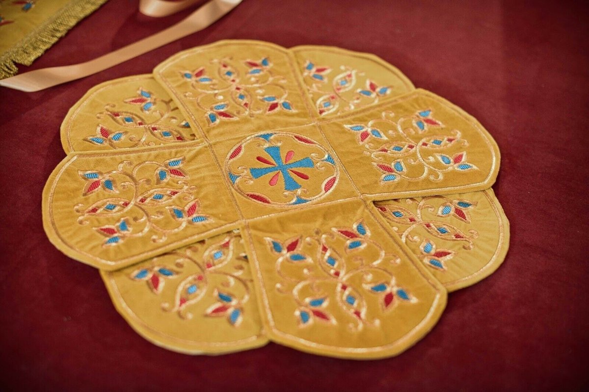 Custom Velvet Chalice Covers Set - Gold &amp; Blue Embroidery — photo 5