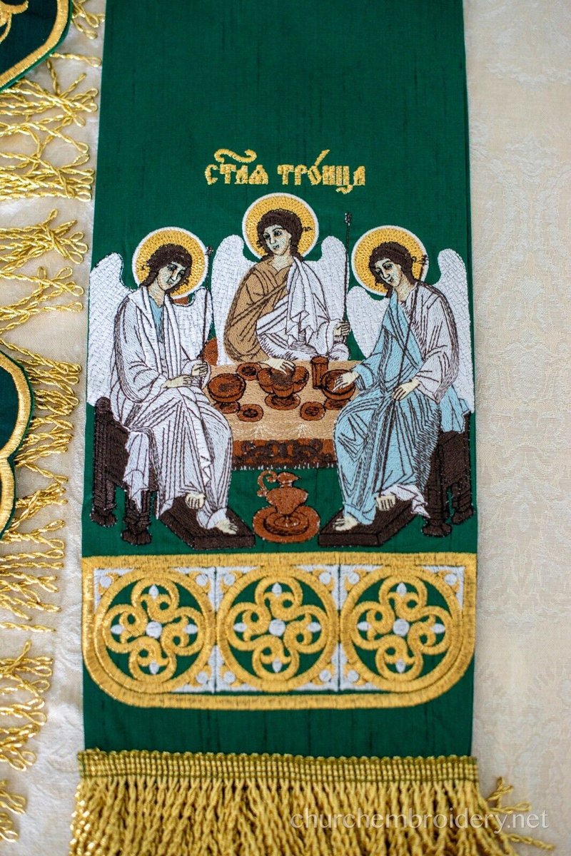 Embroidered Green Chalice Covers Set with Holy Trinity Bookmark — photo 4