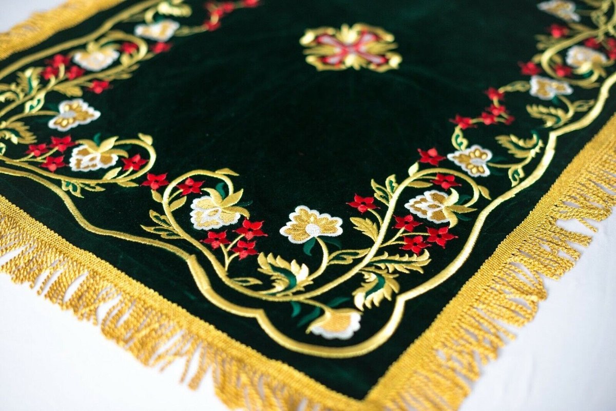 Custom Orthodox Chalice Covers Set in Floral Green — photo 4