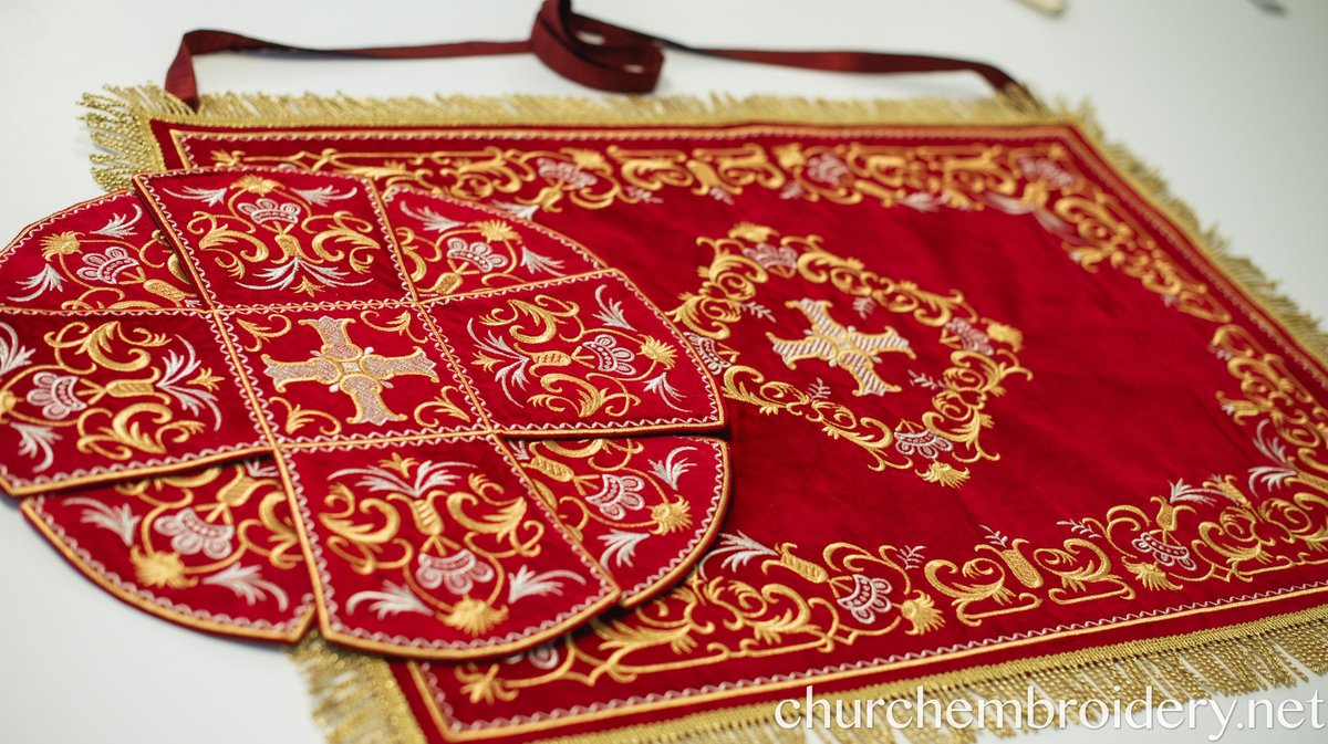 Traditional Velvet Chalice Covers Set - Red &amp; Gold — photo 2