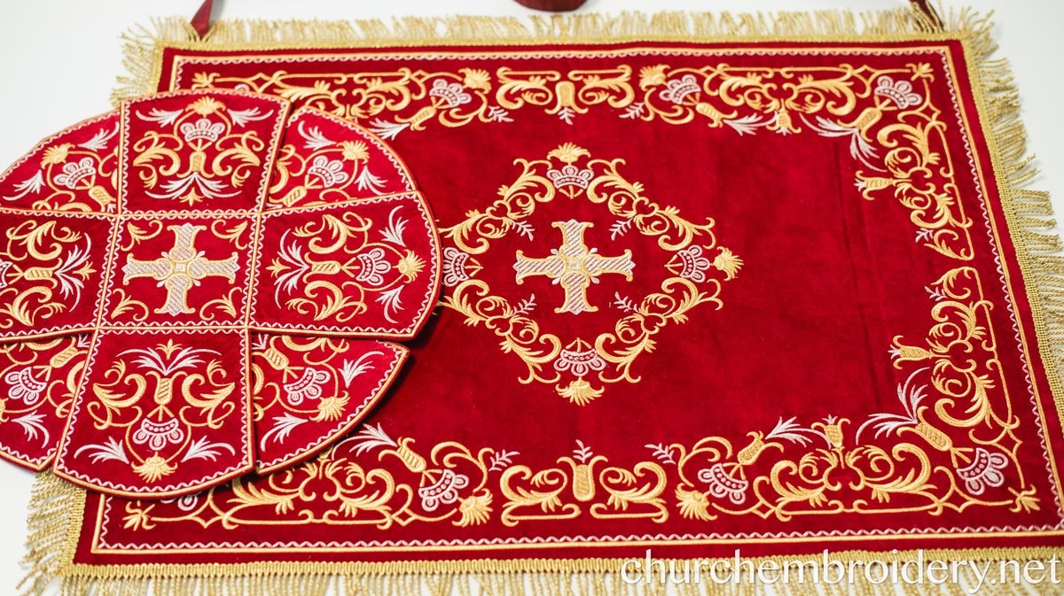 Traditional Velvet Chalice Covers Set - Red &amp; Gold — photo 3