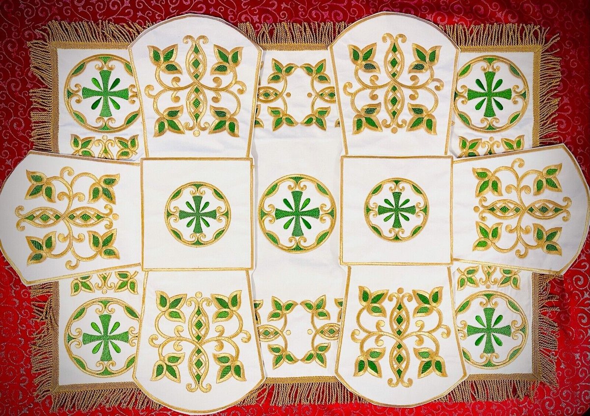 Elegant Orthodox Chalice Cover Set - White Gold &amp; Green — photo 2