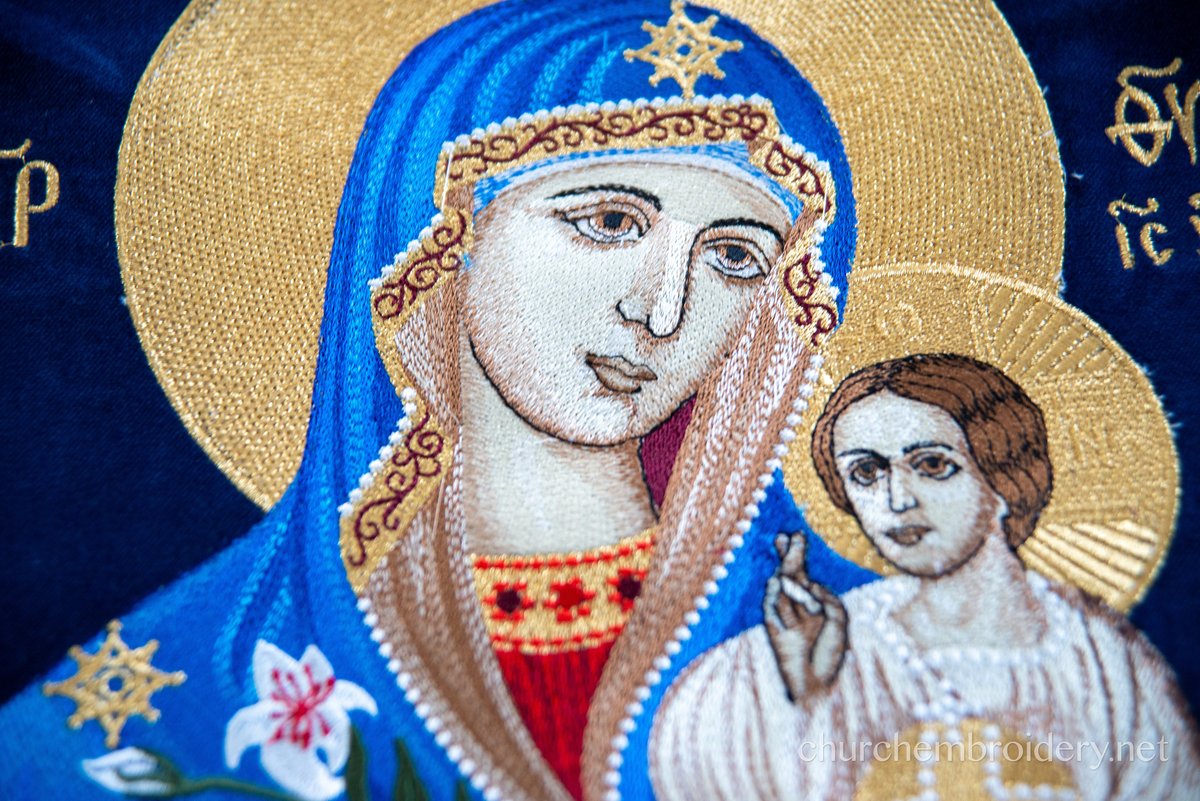 Embroidered Blue Chalice Covers with Holy Icon — photo 4