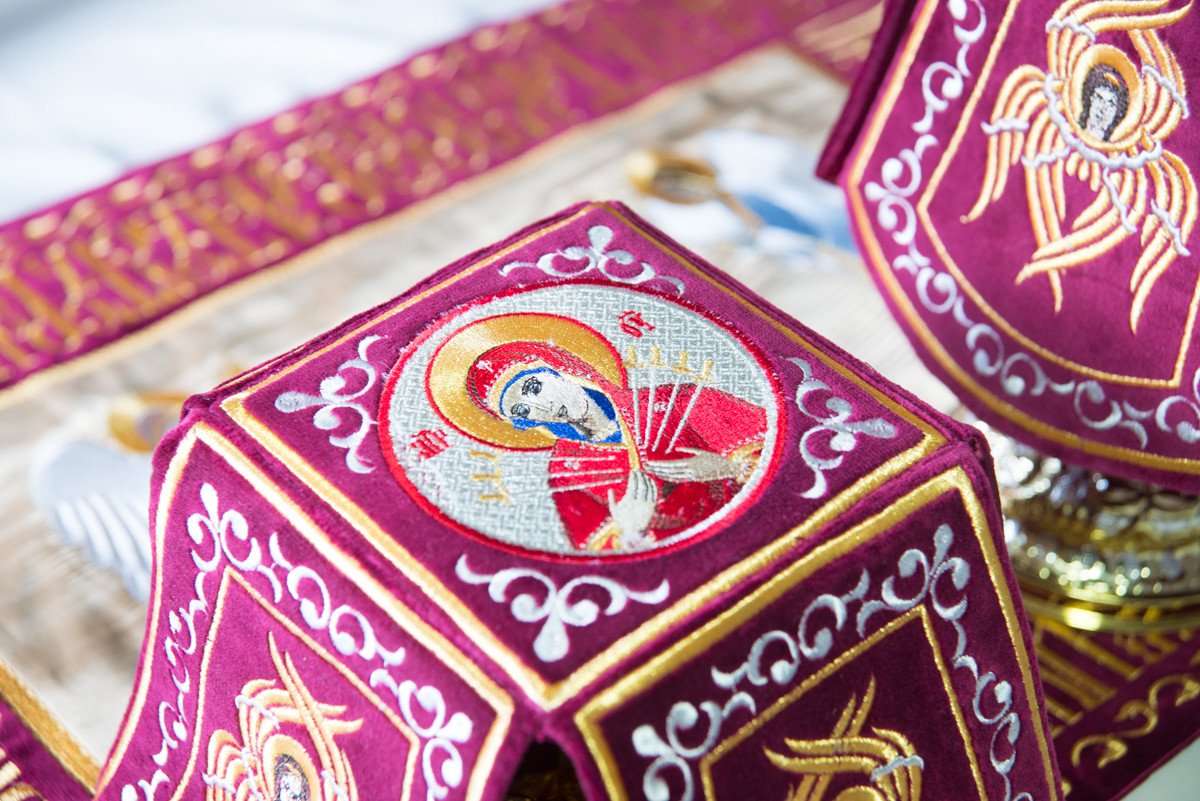 Embroidered Chalice Veils with Icons &amp; Troparion Text — photo 4