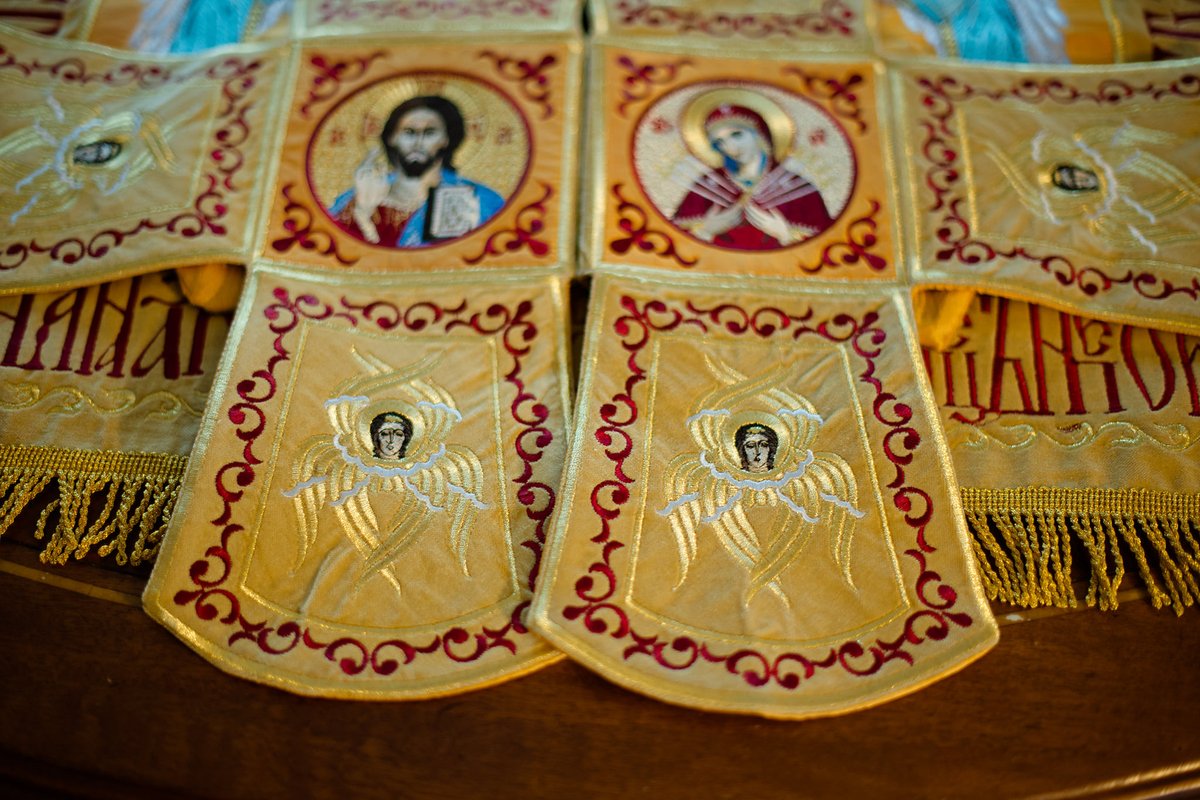 Embroidered Chalice Veils with Iconic Design in Gold Velvet — photo 10