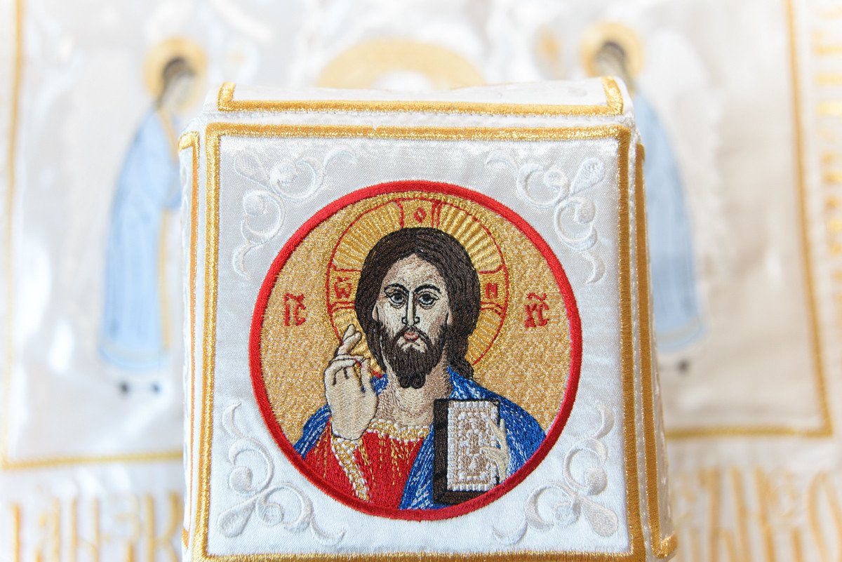 Embroidered Chalice Veils with Holy Icons and Troparion — photo 3
