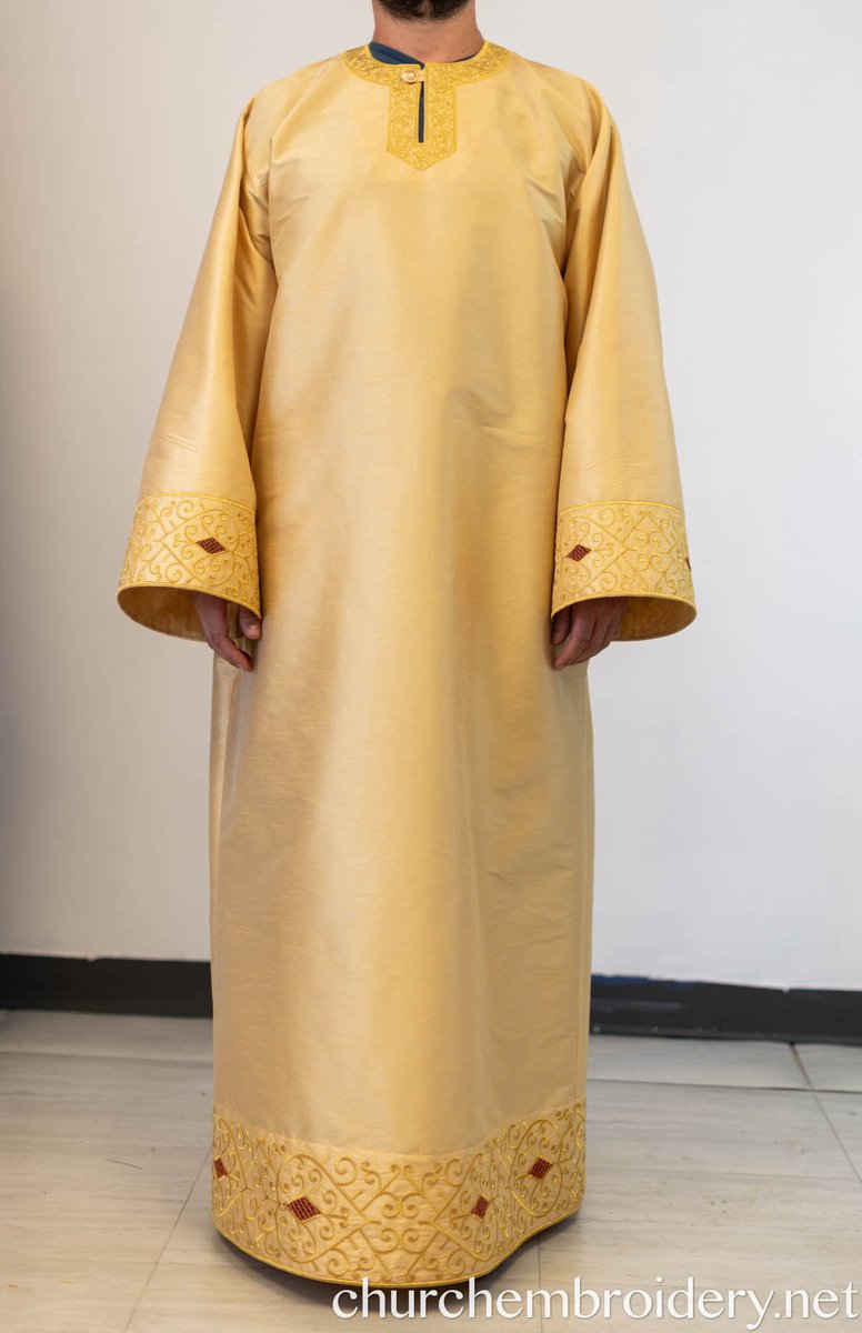 Fully Embroidered Altar Server Robes Gold Dupioni Silk With Gold Threads — photo 2