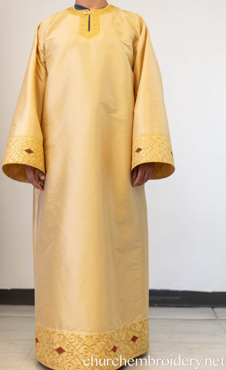 Fully Embroidered Altar Server Robes Gold Dupioni Silk With Gold Threads — photo 3