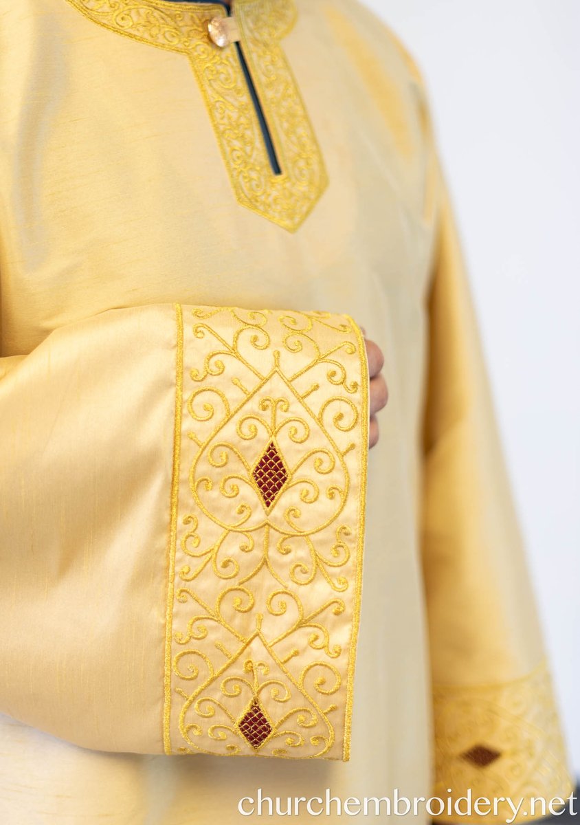 Fully Embroidered Altar Server Robes Gold Dupioni Silk With Gold Threads