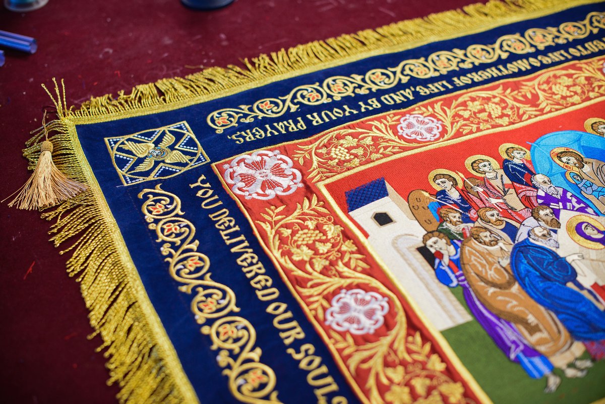 Fully-embroidered Orthodox epitaphios (shroud) of the Most Holy Theotoko