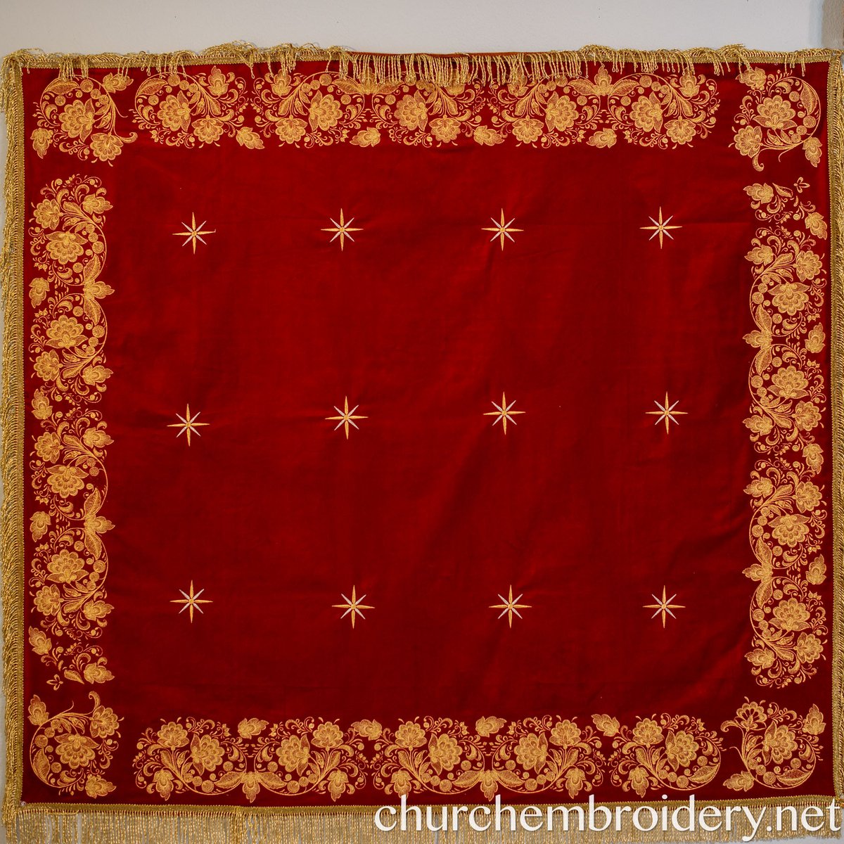 Holy Table Cover – Dark Red Burgundy with Gold Embroidery — photo 6