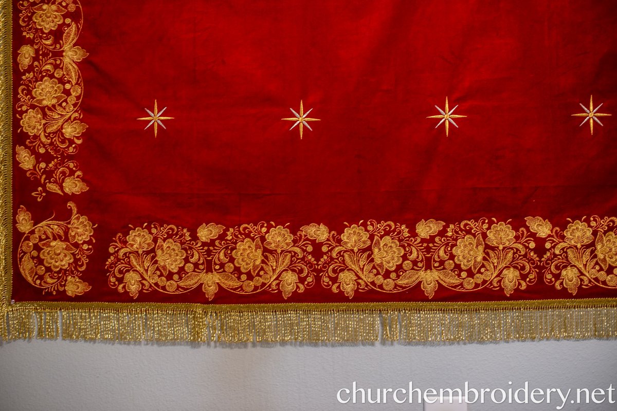 Holy Table Cover – Dark Red Burgundy with Gold Embroidery — photo 7