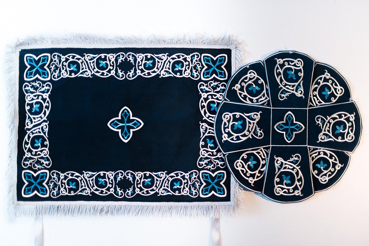 Embroidered Velvet Chalice Covers - Dark Blue — photo 3