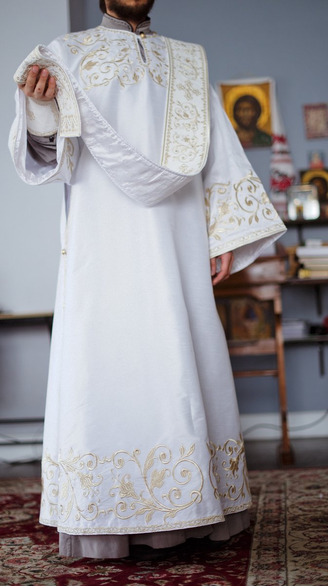 Deacon Protodeacon Vestments Set White Silvers Paschal — photo 10