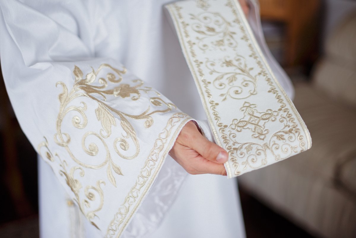 Deacon Protodeacon Vestments Set White Silvers Paschal — photo 11