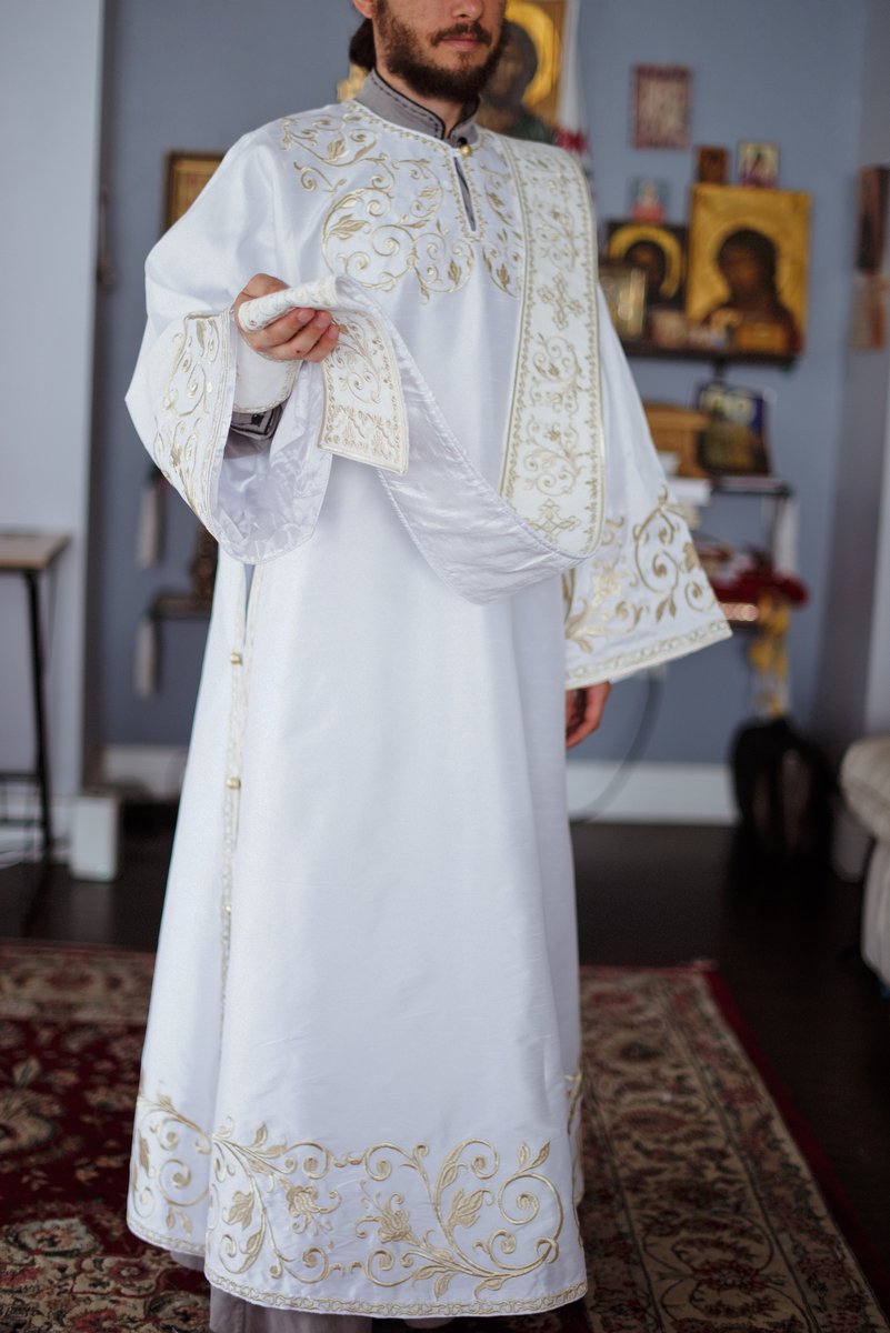 Deacon Protodeacon Vestments Set White Silvers Paschal — photo 12