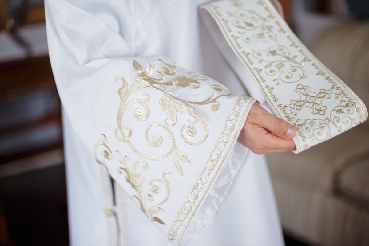 Deacon Protodeacon Vestments Set White Silvers Paschal — photo 13