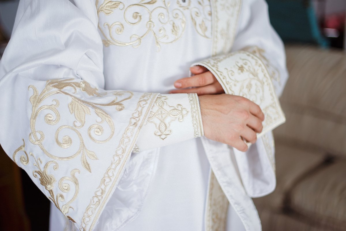 Deacon Protodeacon Vestments Set White Silvers Paschal — photo 14