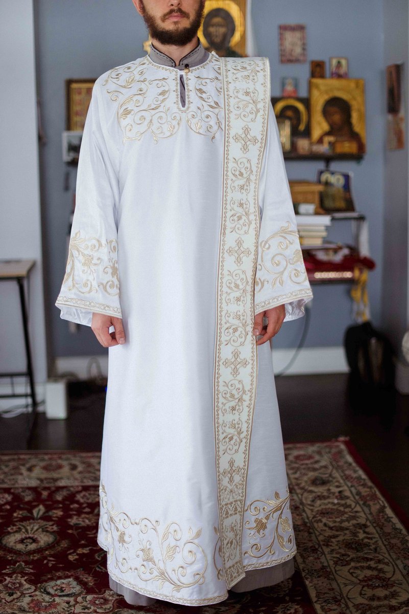 Deacon Protodeacon Vestments Set White Silvers Paschal — photo 15