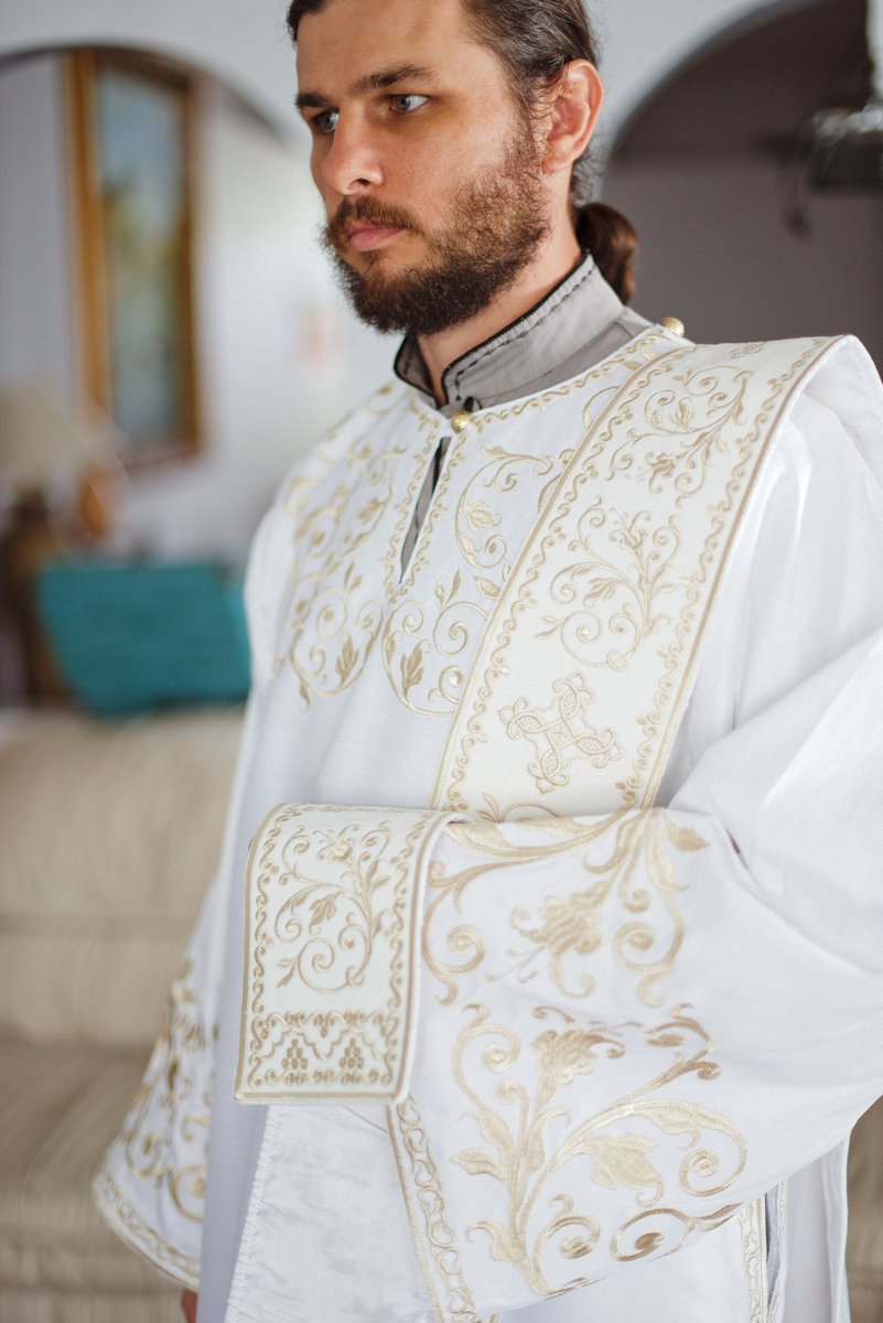 Deacon Protodeacon Vestments Set White Silvers Paschal — photo 3