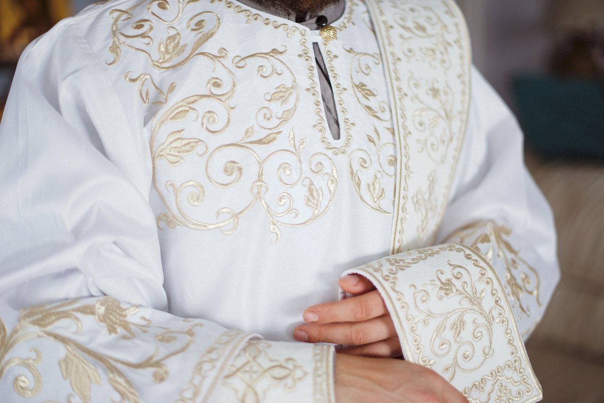 Deacon Protodeacon Vestments Set White Silvers Paschal — photo 4