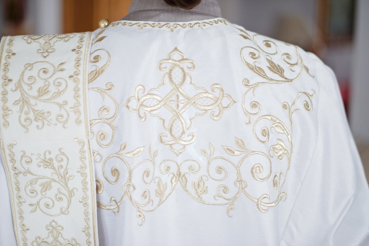 Deacon Protodeacon Vestments Set White Silvers Paschal — photo 5