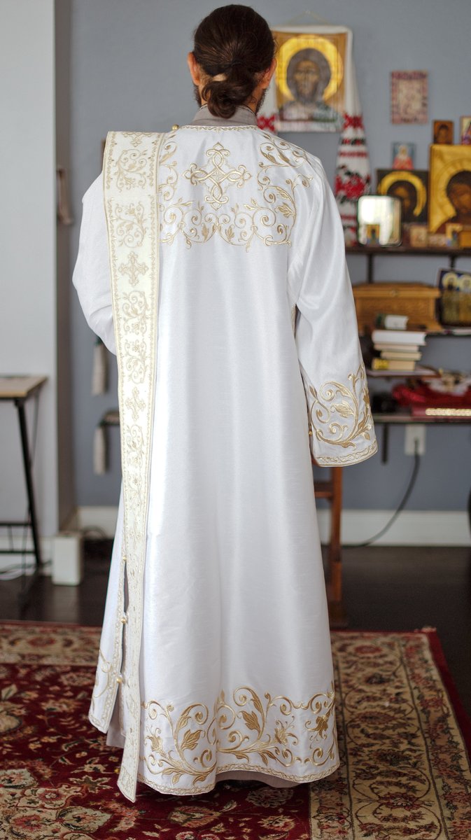 Deacon Protodeacon Vestments Set White Silvers Paschal — photo 6