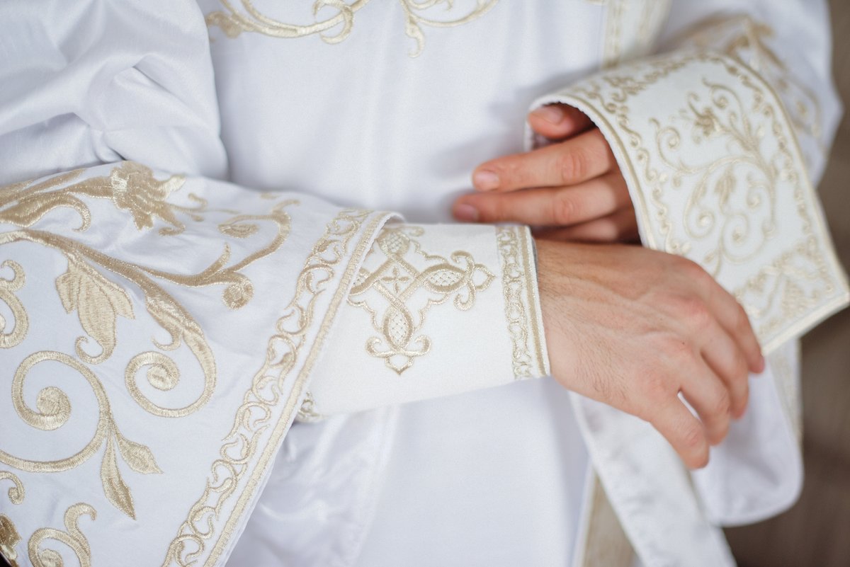 Deacon Protodeacon Vestments Set White Silvers Paschal — photo 8