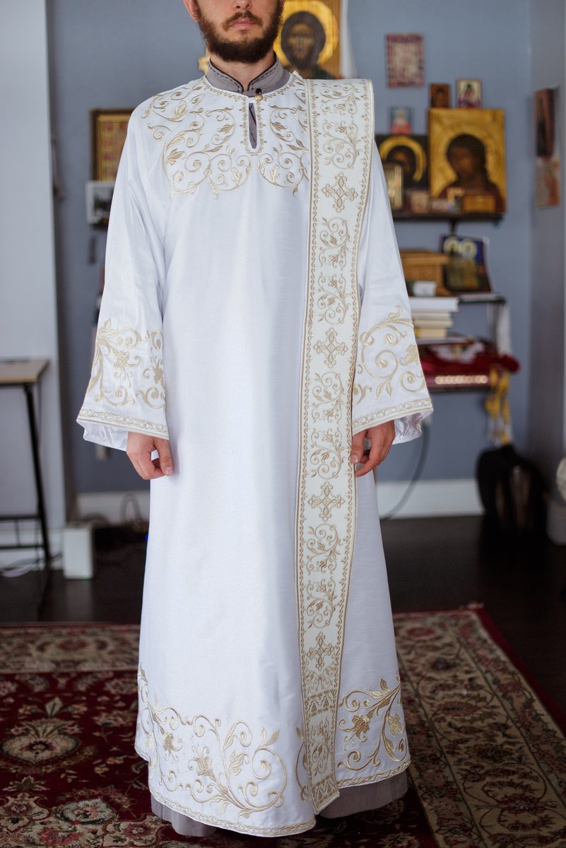 Deacon Protodeacon Vestments Set White Silvers Paschal — photo 9
