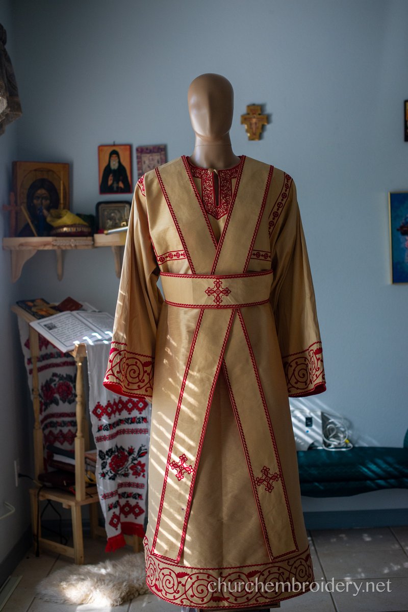 Dupioni Silk Deacon Vestment Set with Button Detail