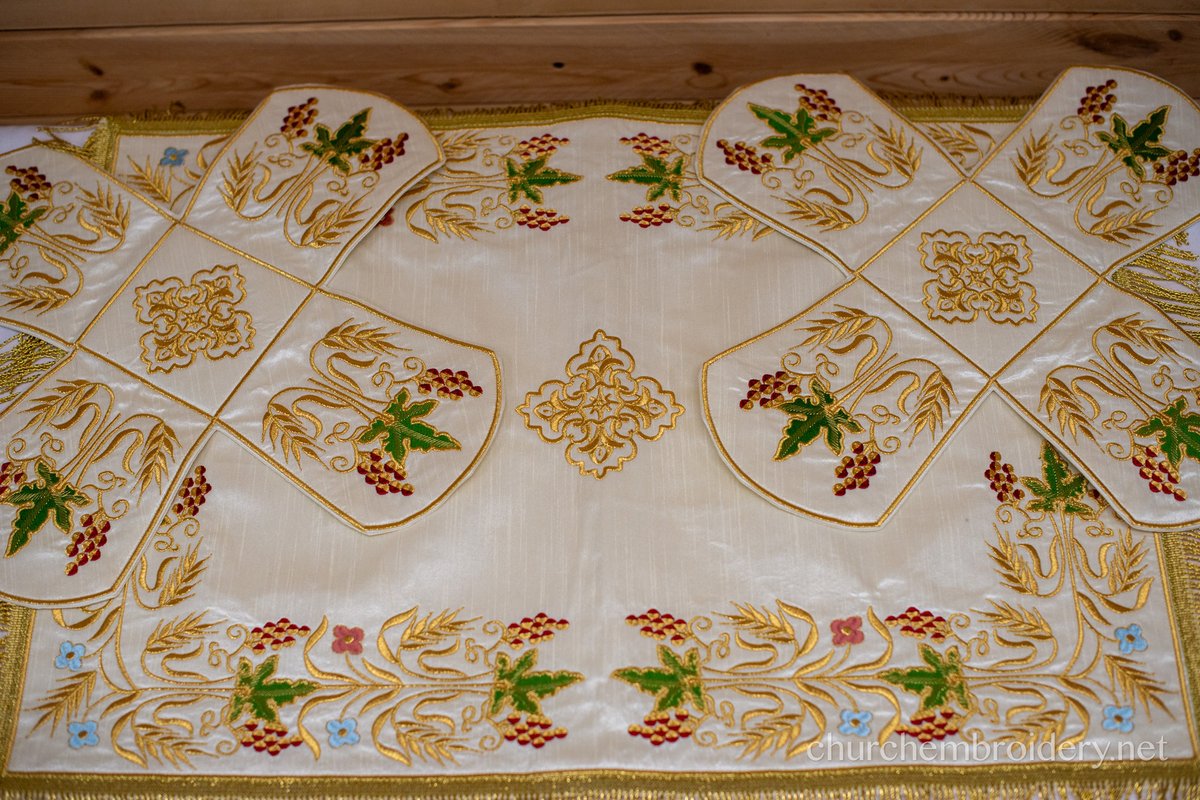 Exclusive Embroidered Chalice Covers in Ivory Satin — photo 3