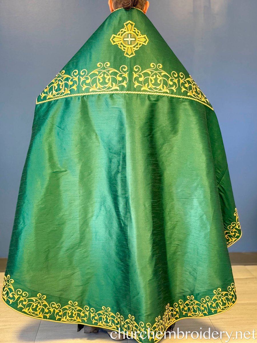 Embroidered Eastern Russian Orthodox Priest Vestments Set — Emerald Green-Gold — photo 8