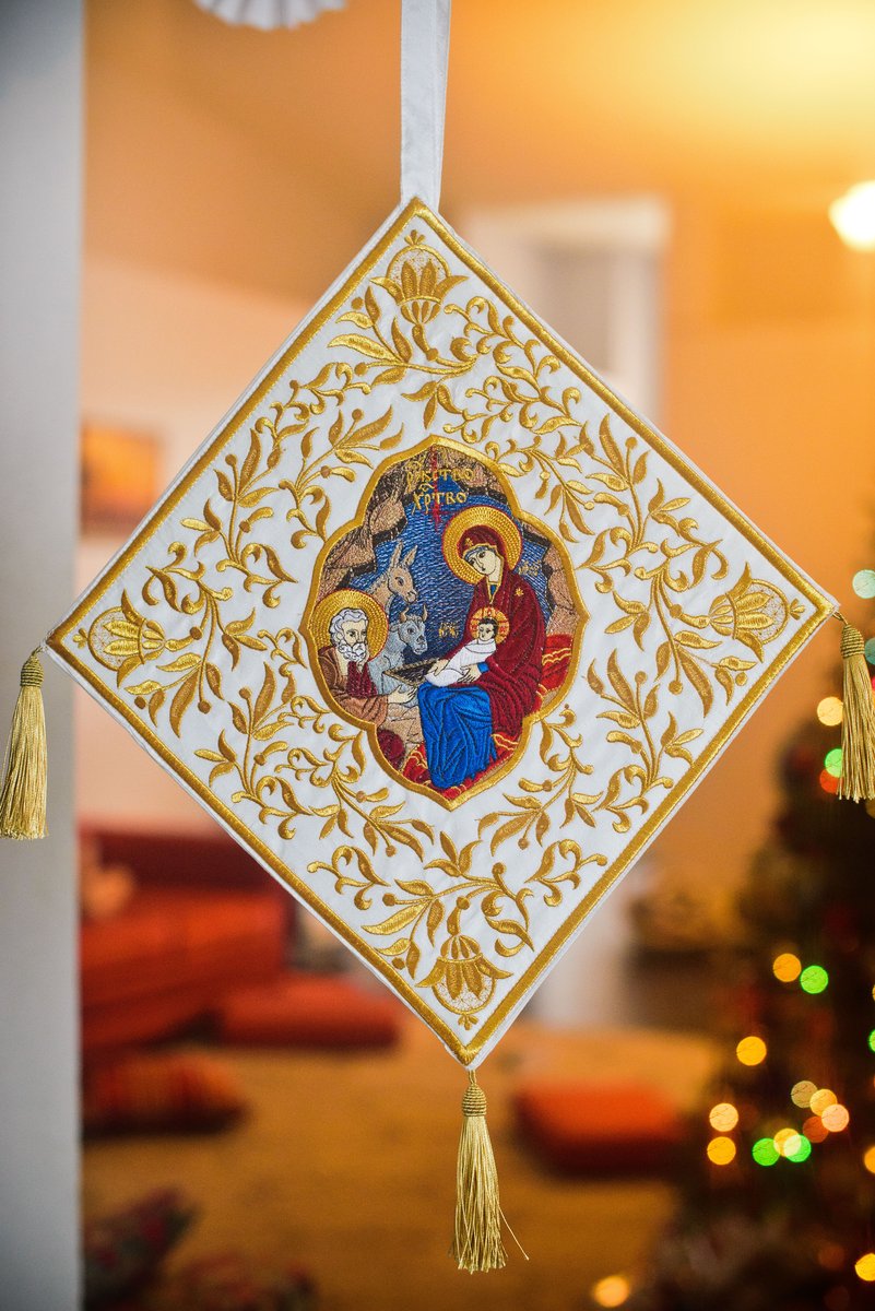 Epigonation, palitsa fully embroidered for orthodox priest with any icon. 
