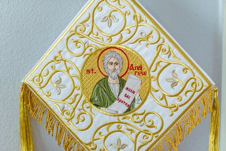 Epigonation, Palitsa, white gold with the Icon of st Andrew