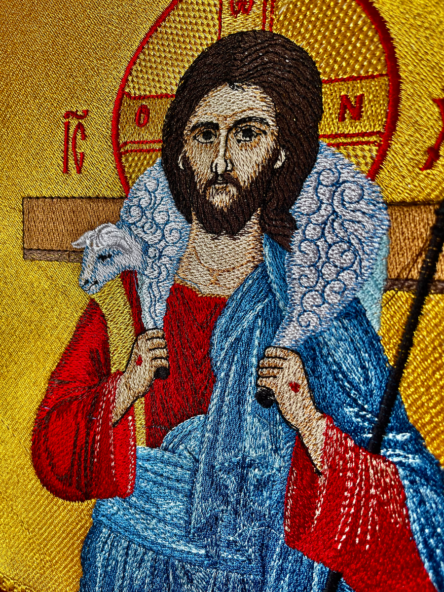 Velvet Cotton Good Shepherd Banner with Gold Threads — photo 2