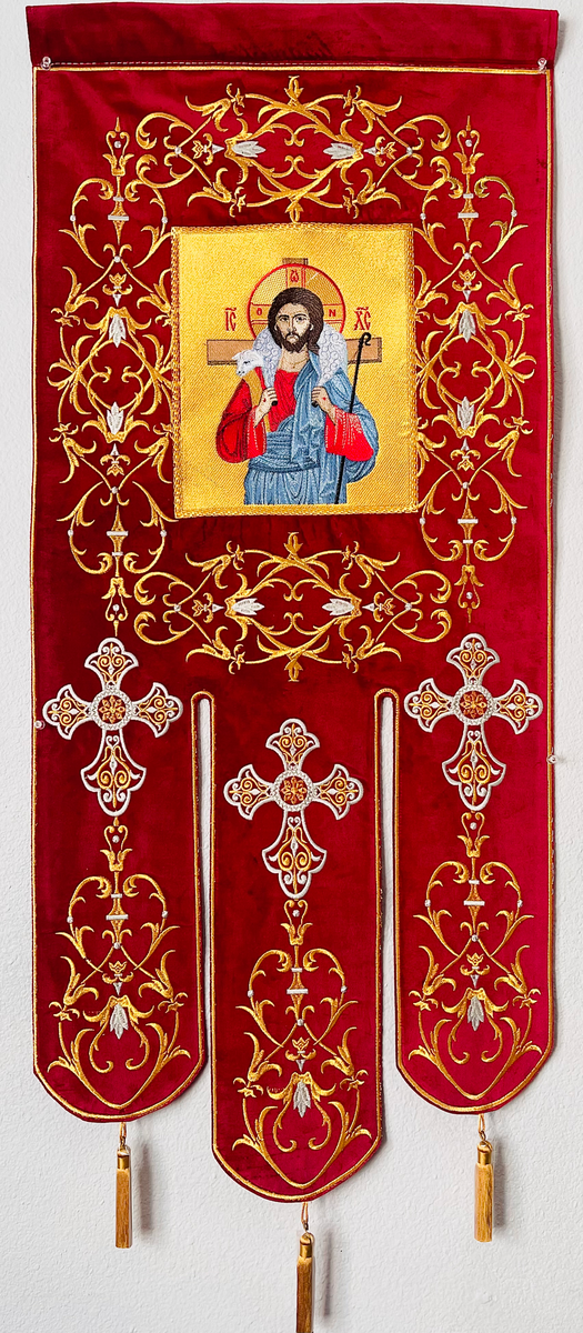 Velvet Cotton Good Shepherd Banner with Gold Threads — photo 4