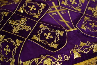 Embroidered Purple Chalice Covers for Lent