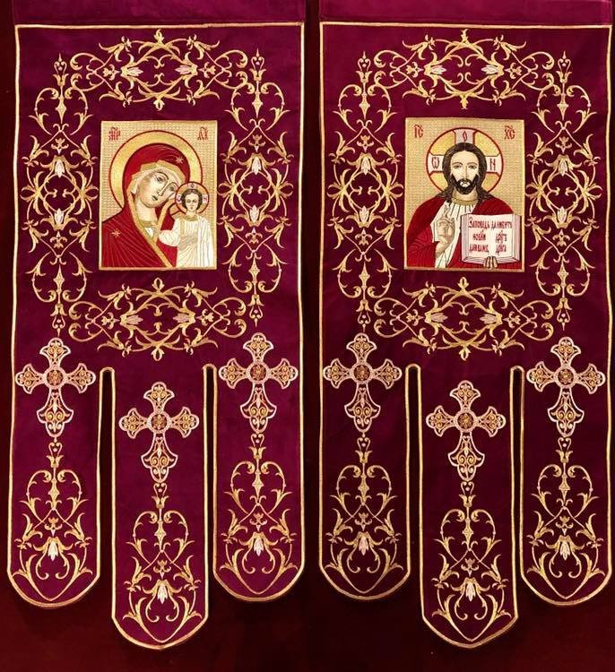 Fully embroidered church banners (two)