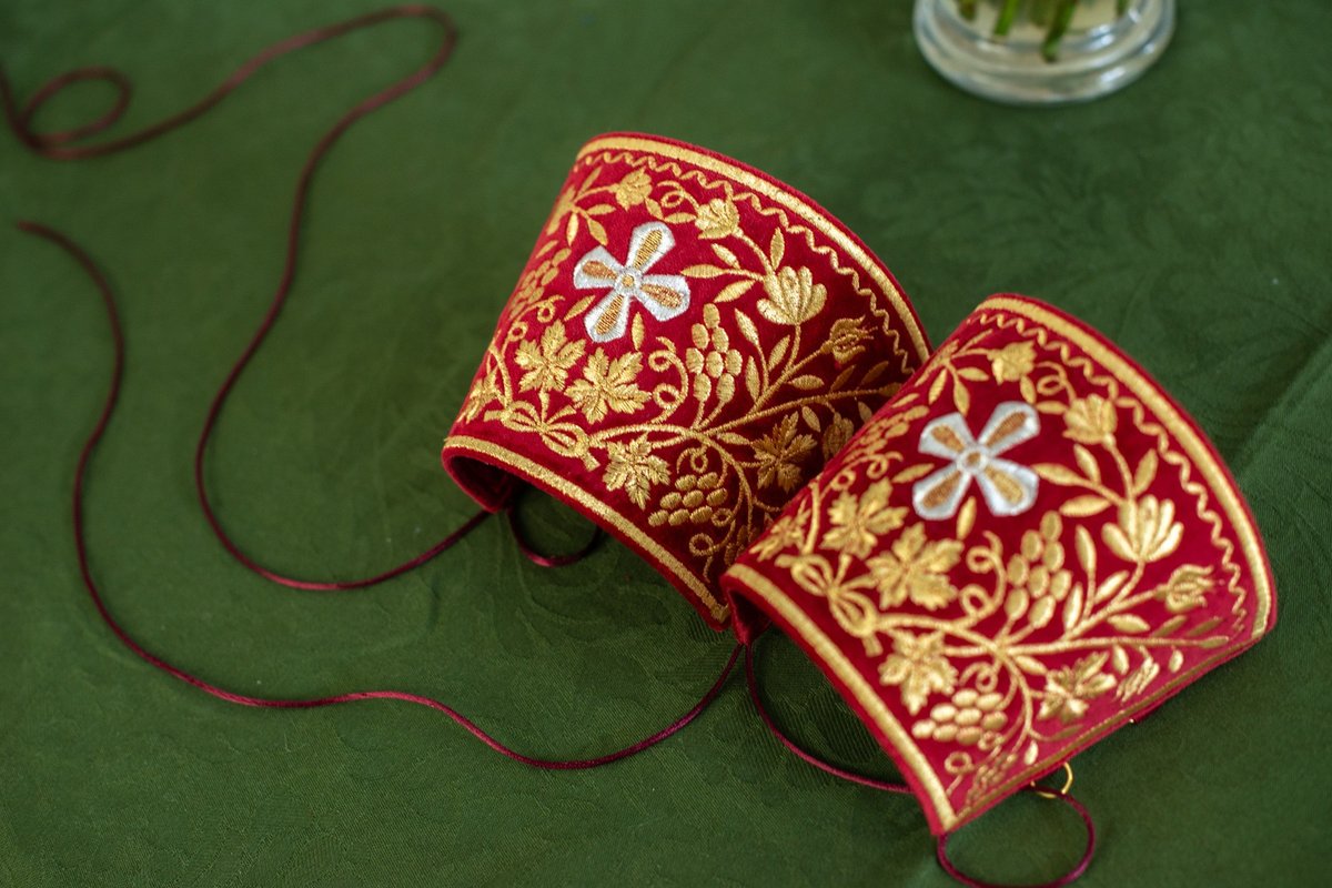 Fully embroidered cuffs epimanika for priest, deacon, bishop old style design — photo 3