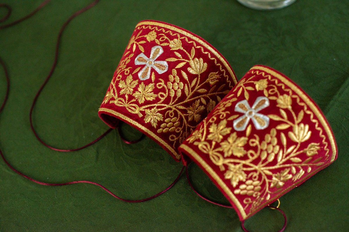 Fully embroidered cuffs epimanika for priest, deacon, bishop old style design